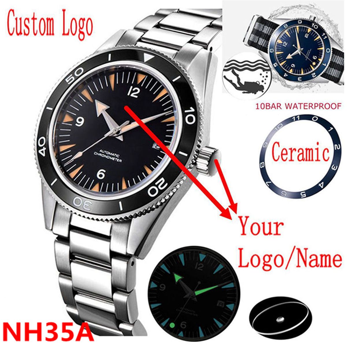 Jewelry Style Watches - Własne logo NH35 zegarek z mechanizmem
