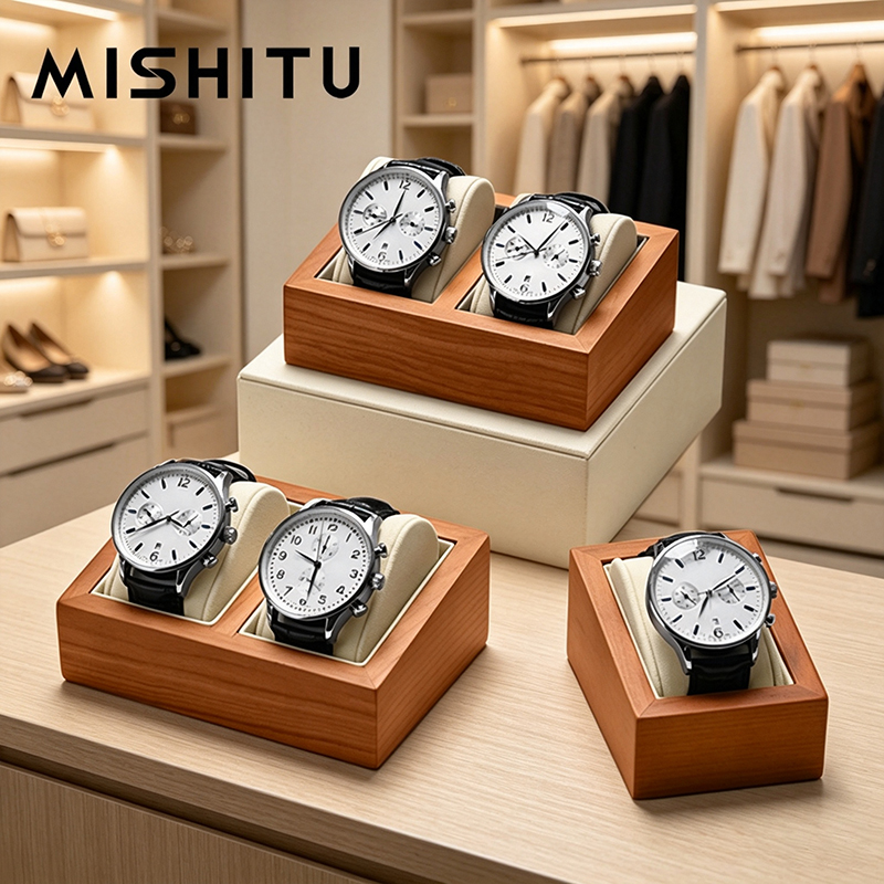 Jewelry Style Watches - MISHITU Solidne Drewniane Pudełko na Zegarki