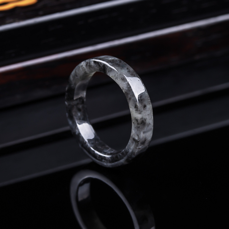 Jewelry & Watches Vitopoulos Reviews - Naturalny pierścionek z czarnego jadeitu typu