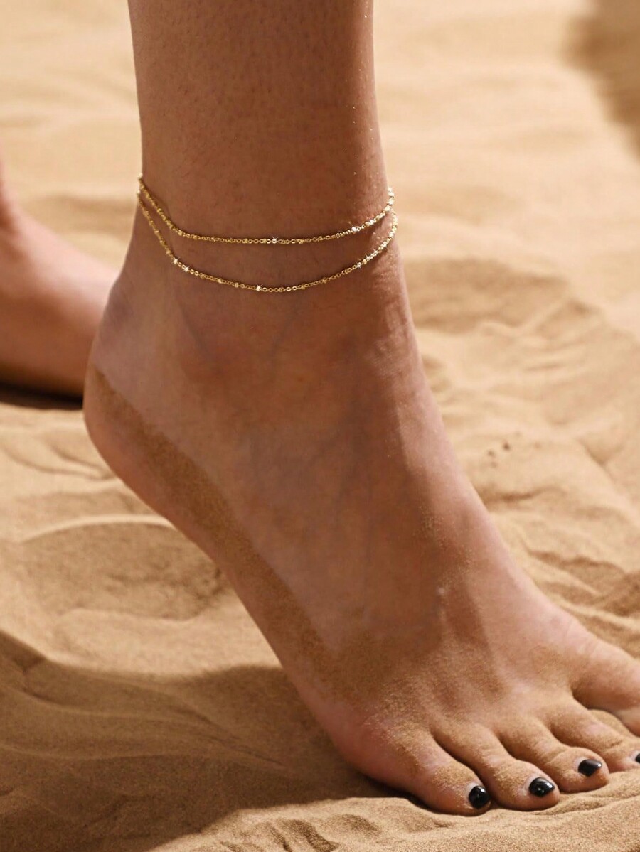 1 szt. Stalowa, dwuwarstwowa b – Anklet Foot Chain recenzja i cena