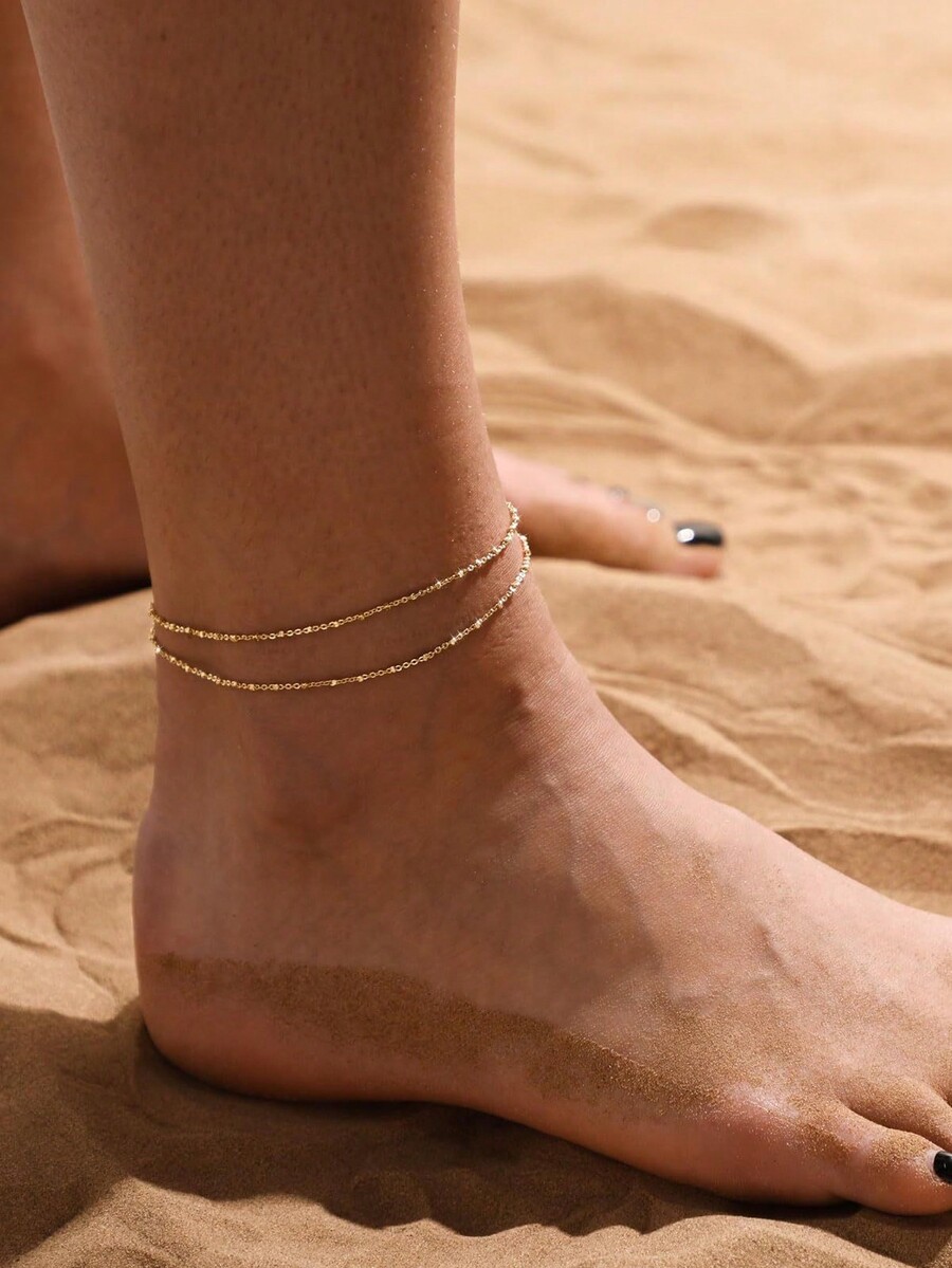 1 szt. Stalowa, dwuwarstwowa b – Anklet Foot Chain recenzja i cena