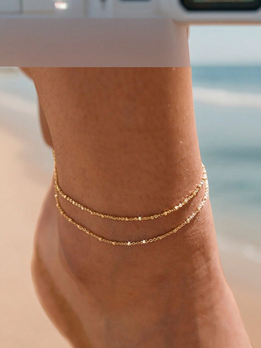 1 szt. Stalowa, dwuwarstwowa b – Anklet Foot Chain recenzja i cena